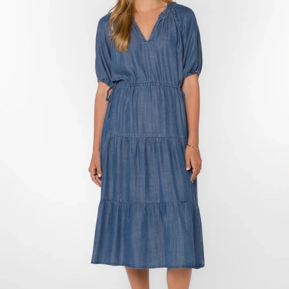 CASSIE CALVA chambray denim DRESS Midi‎ Blue Dress M - Picture 7 of 12